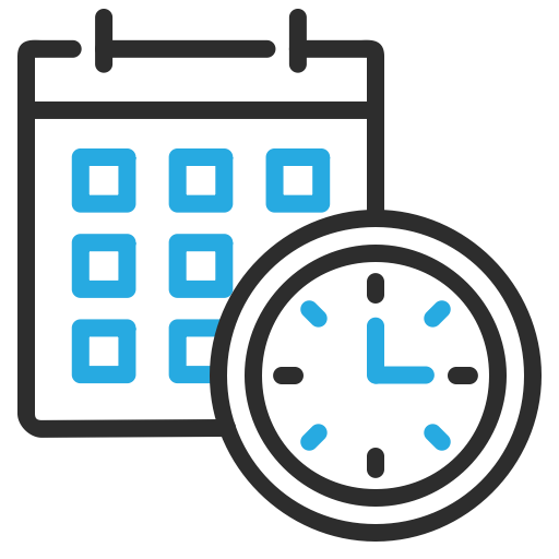 Icon showing a clock and a calendar